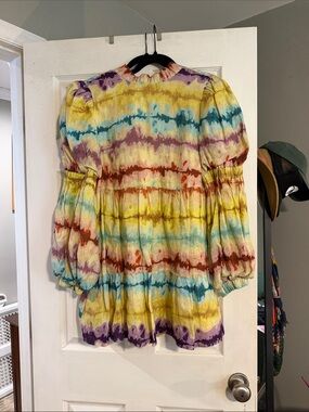 Elliatt Tie-Dye Mini Dress in Yellow, Teal, Purple, Red, Cream